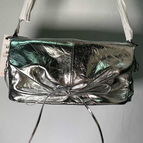 ZARA NWT METALLIC GATHERED BOW SHOULDER BAG REF 6800/410 - Picture 6 of 11